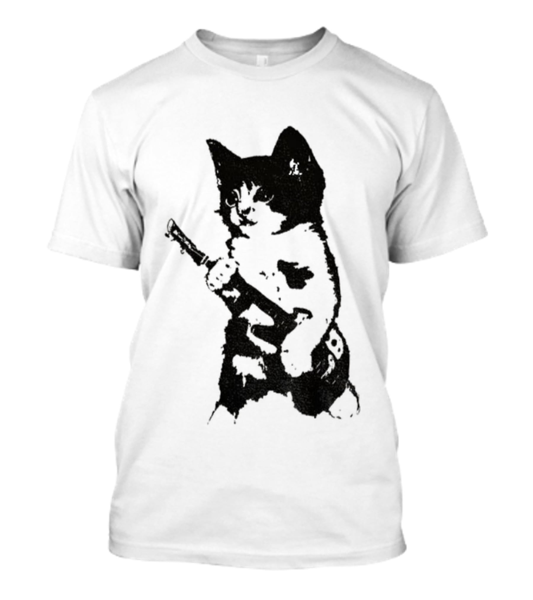 Rockstar Kitten Vintage Gun Holder Retro Style T-Shirt
