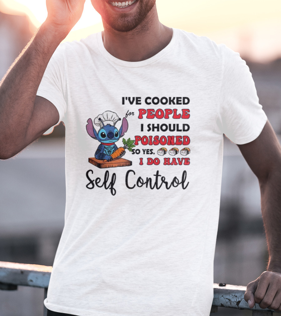 Stitch Cooked For People I Should Poisoned Sushi Self Control T-Shirt