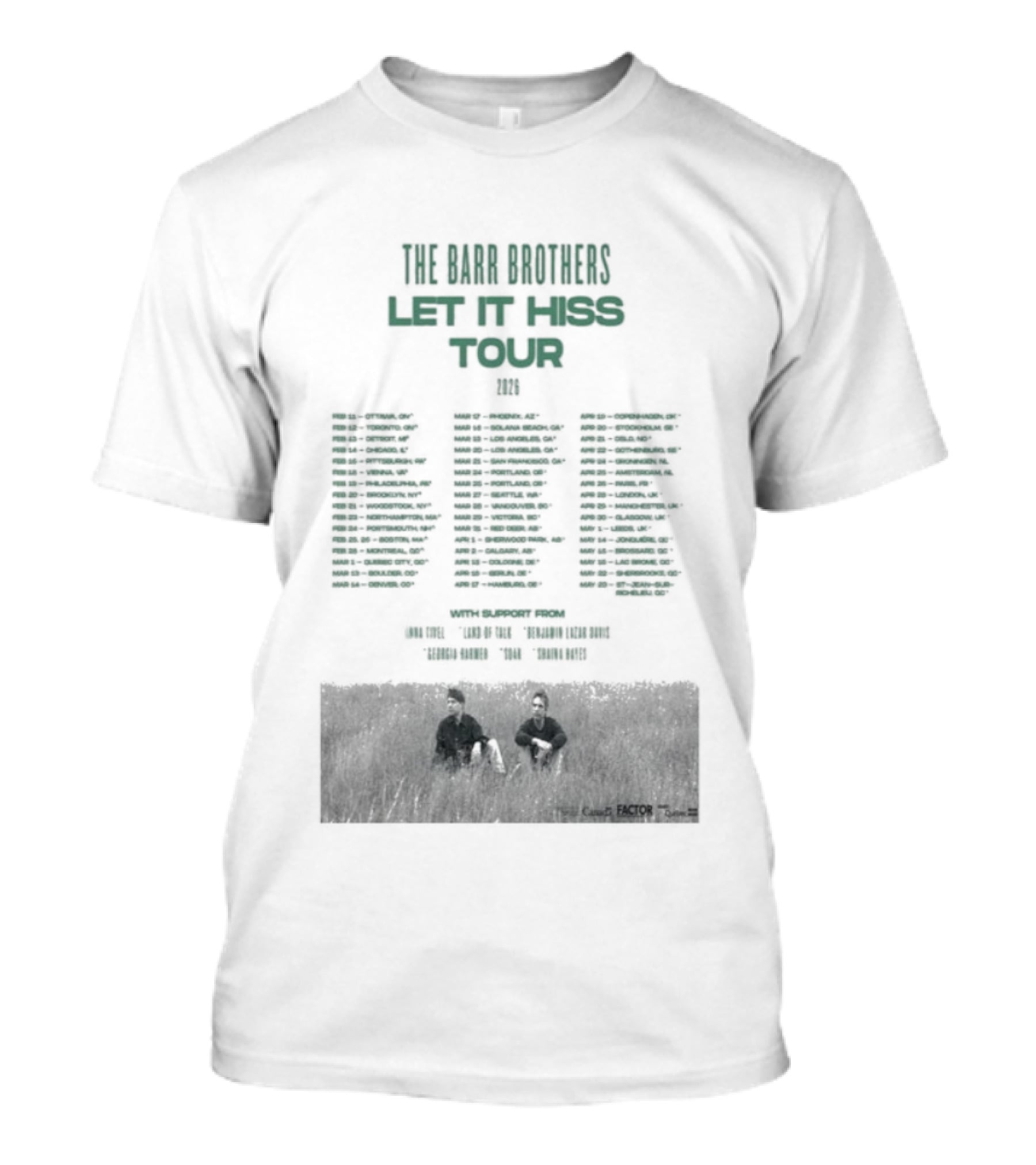 The Barr Brothers Let It Hiss Tour 2026 Locations And Dates T-Shirt