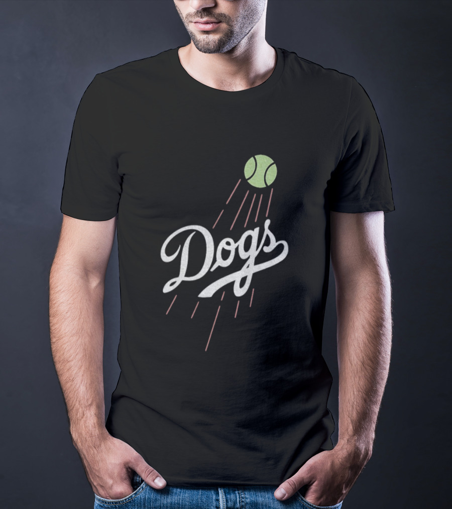 Los Angeles Dodgers MLB Baseball 2025 Dogs Tennis Ball Retro Style T-Shirt