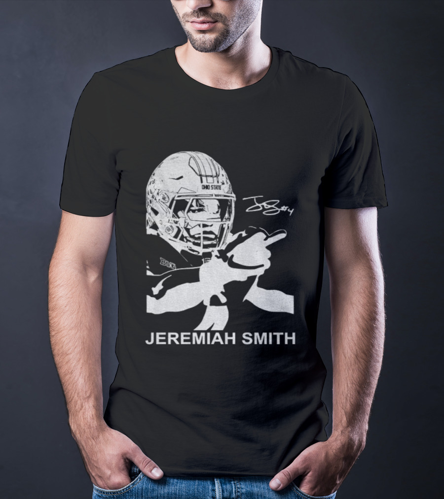 Jeremiah Smith Ohio State Buckeyes Signature Middle Finger Football Image T-Shirt