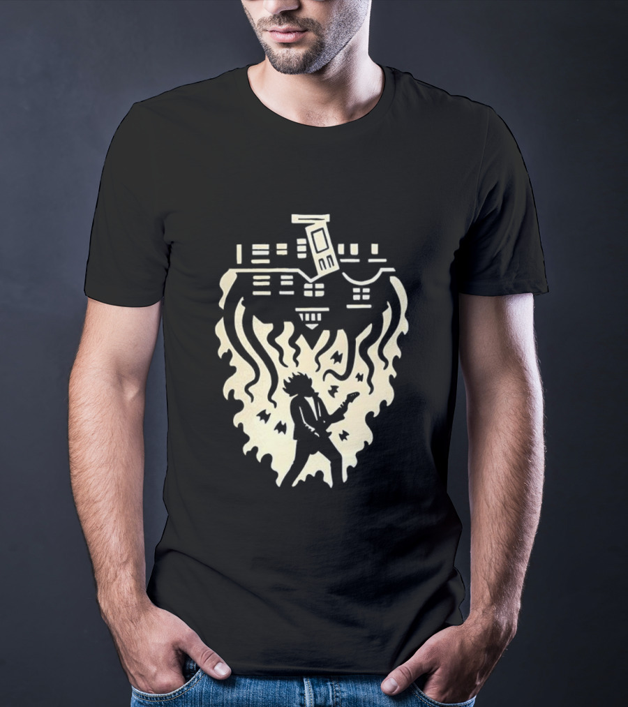 Joseph Quinn Stranger Things Character Upside Down Guitar Silhouette T-Shirt