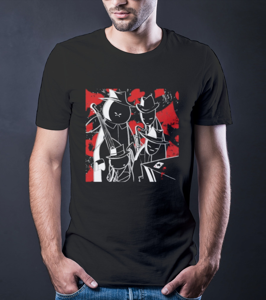 Midnight Crew Homestuck Noir Characters Poker Scene With Red Accent T-Shirt