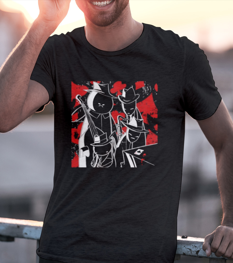 Midnight Crew Homestuck Noir Characters Poker Scene With Red Accent T-Shirt