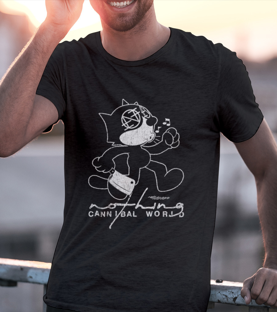 Nothing Cannibal World Felix Cat With Knife T-Shirt