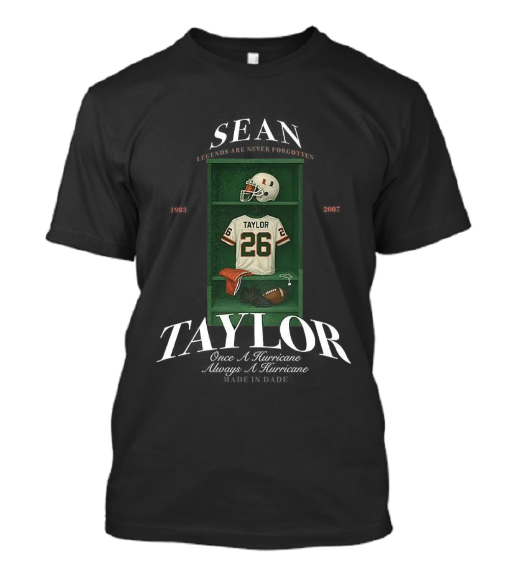 Sean Taylor Miami Hurricanes Football 26 Once A Hurricane Always A Hurricane Locker T-Shirt