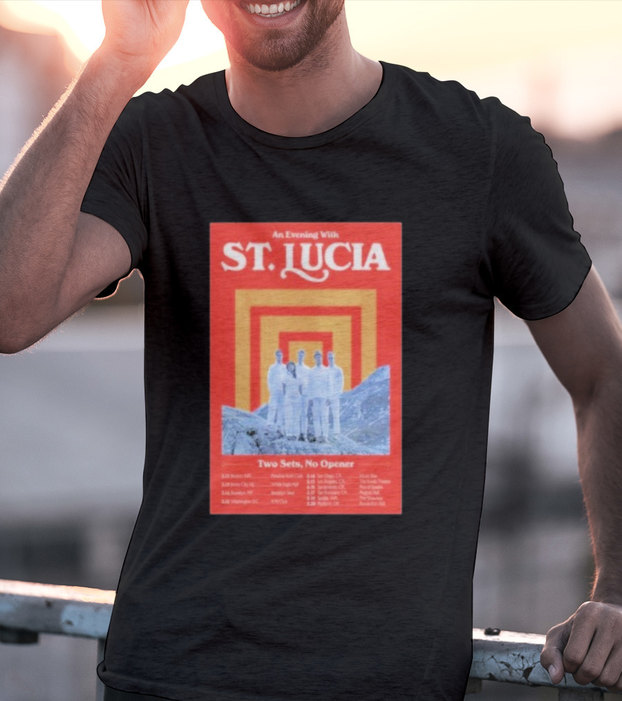 An Evening With St. Lucia Two Sets No Opener Tour 2026 Dates Boston Jersey City Brooklyn Washington T-Shirt