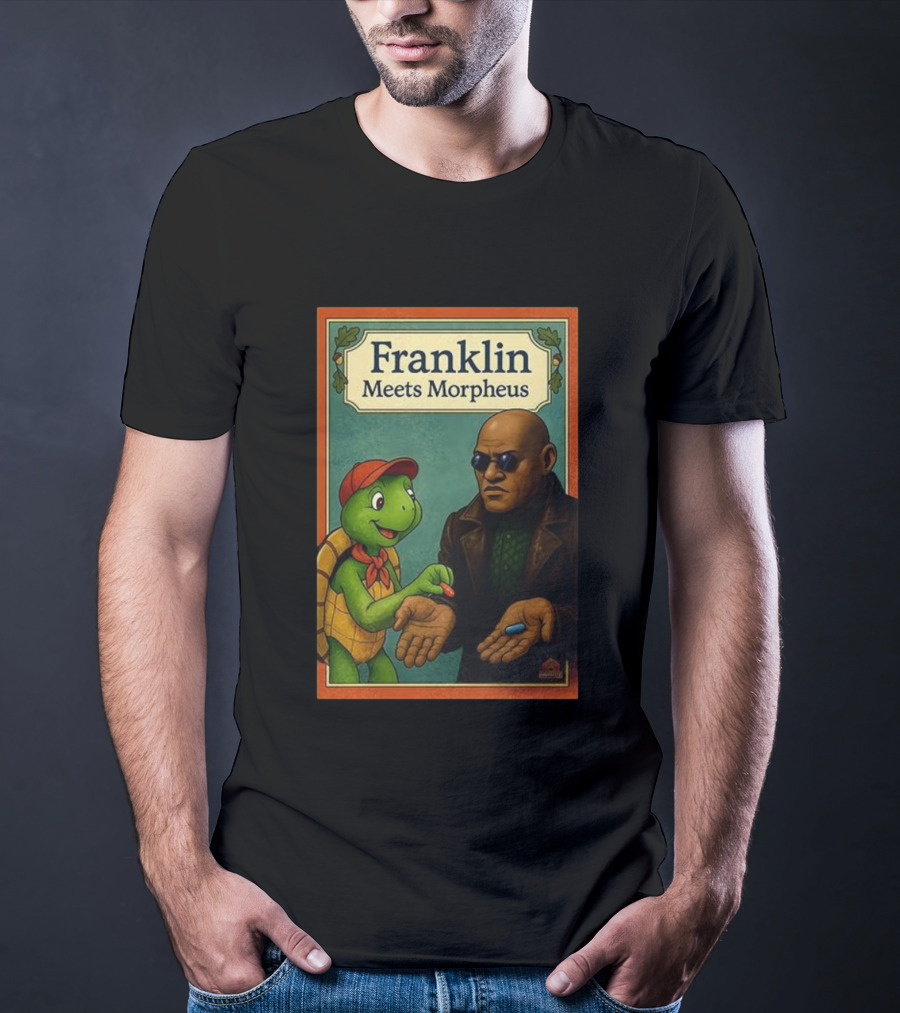 Franklin Meets Morpheus Turtle Red Blue Pill Choice Encounter T-Shirt