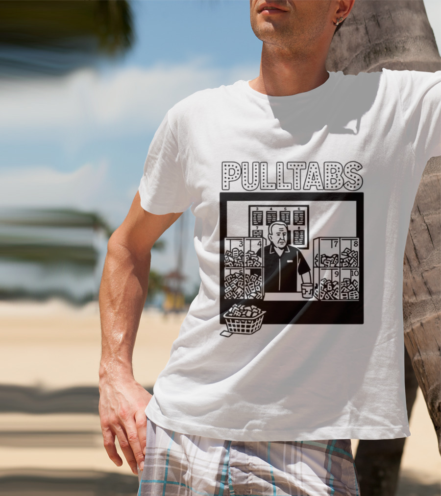 Minnesota Pull Tabs Comic Scene With Counter And Boxes T-Shirt