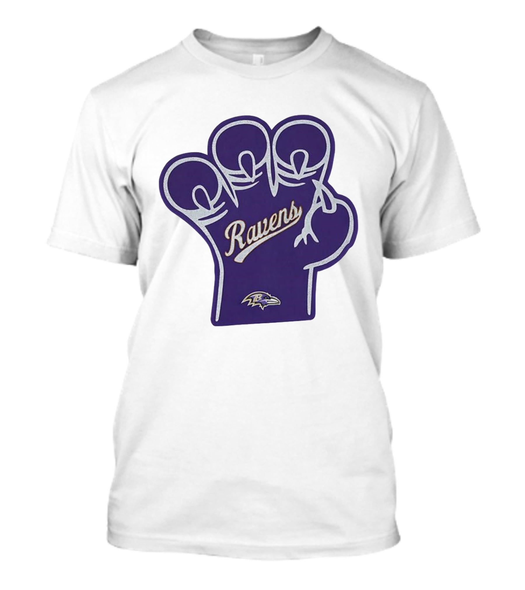 Baltimore Ravens Foam Claw Hand Purple Team Spirit Fan Gear T-Shirt