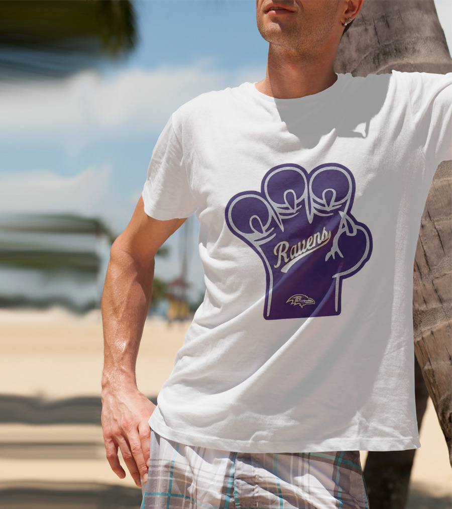 Baltimore Ravens Foam Claw Hand Purple Team Spirit Fan Gear T-Shirt