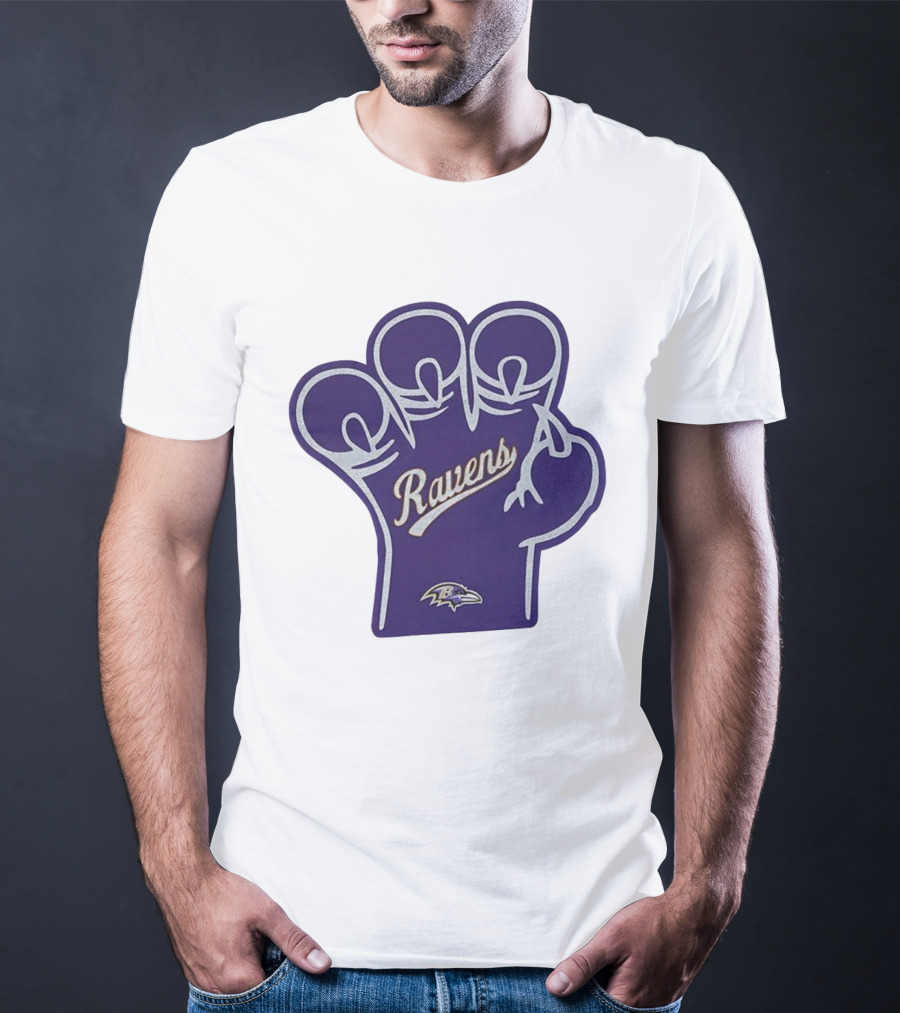 Baltimore Ravens Foam Claw Hand Purple Team Spirit Fan Gear T-Shirt
