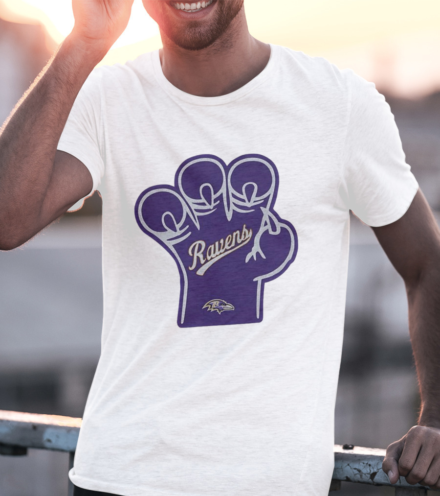 Baltimore Ravens Foam Claw Hand Purple Team Spirit Fan Gear T-Shirt