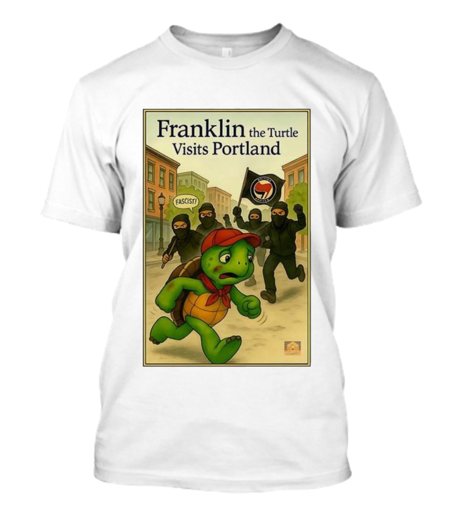 Franklin The Turtle Visits Portland Antifa Protest Scene T-Shirt