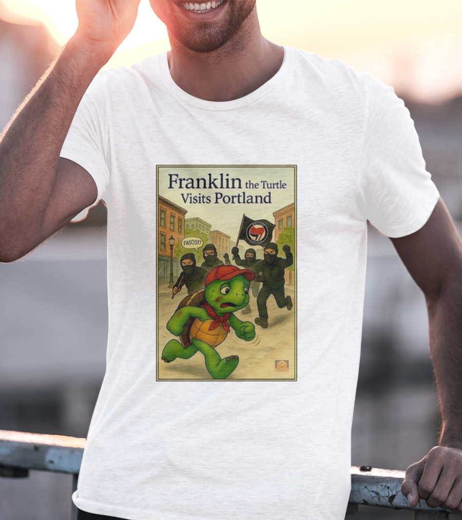 Franklin The Turtle Visits Portland Antifa Protest Scene T-Shirt