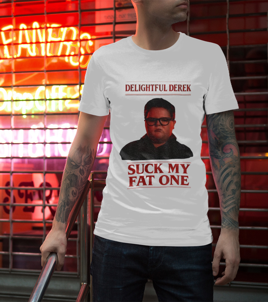 Delightful Derek Stranger Things Suck My Fat One Christmas T-Shirt
