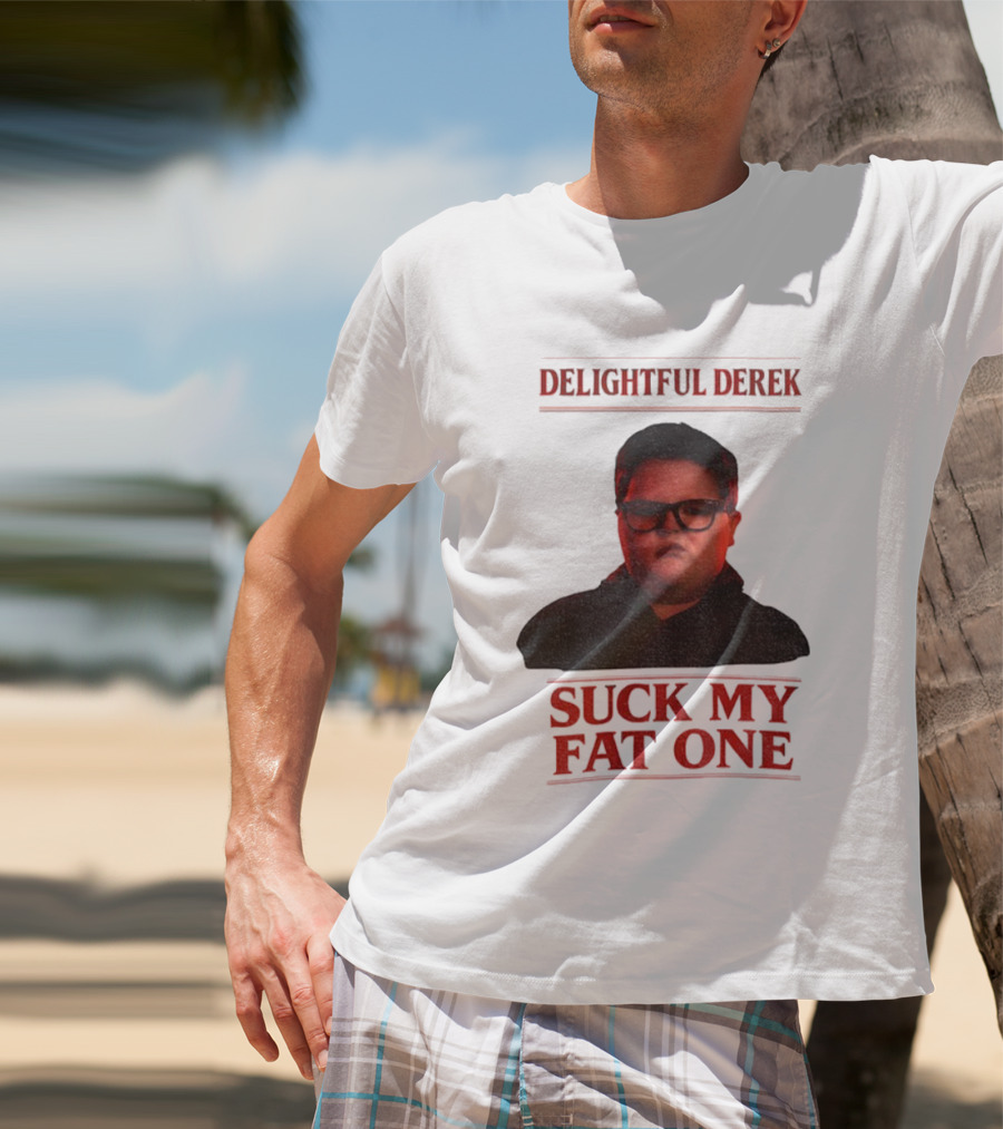 Delightful Derek Stranger Things Suck My Fat One Christmas T-Shirt