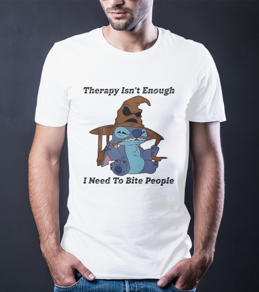 Therapy Isn't Enough I Need To Bite People Stitch Mood T-Shirt