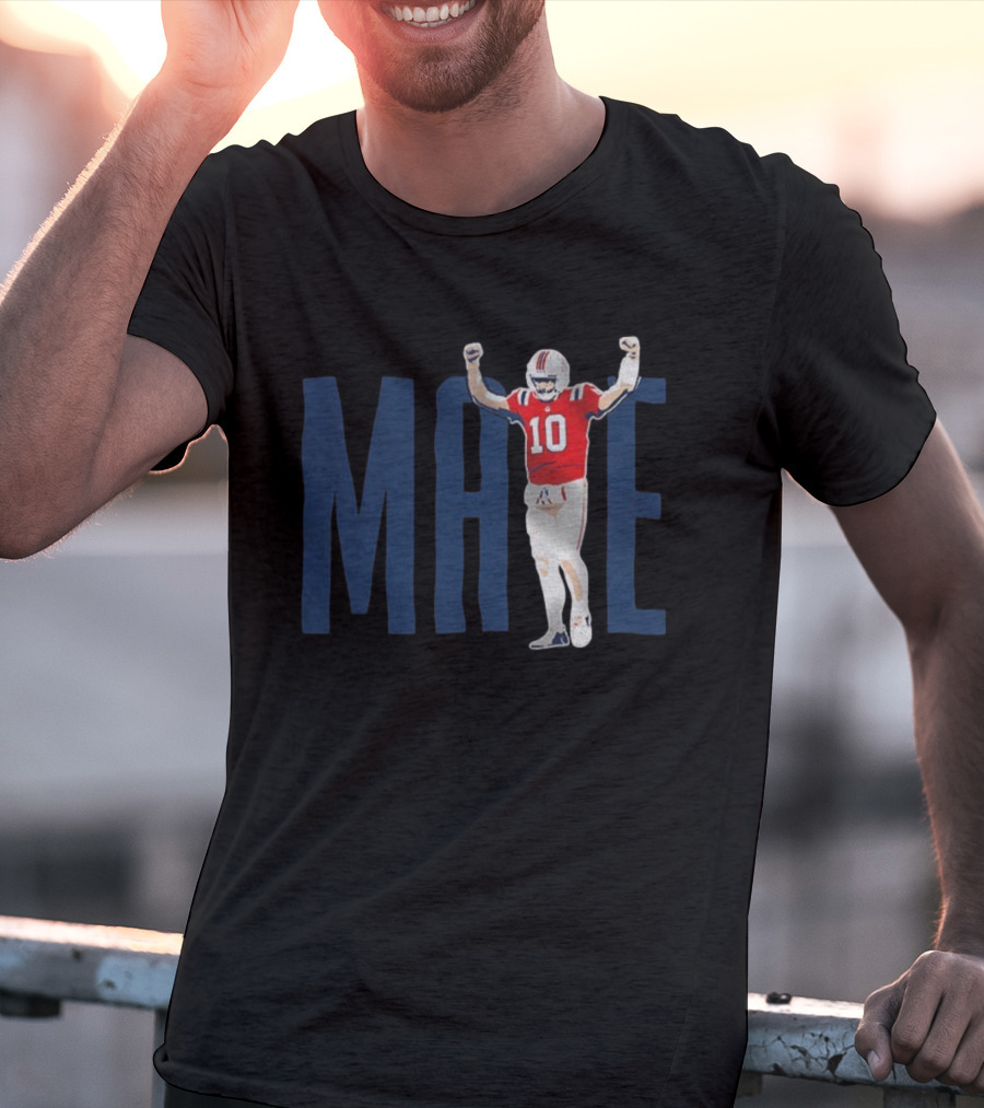 Drake Maye 10 New England Patriots Celebration NFL Football 2025 T-Shirt