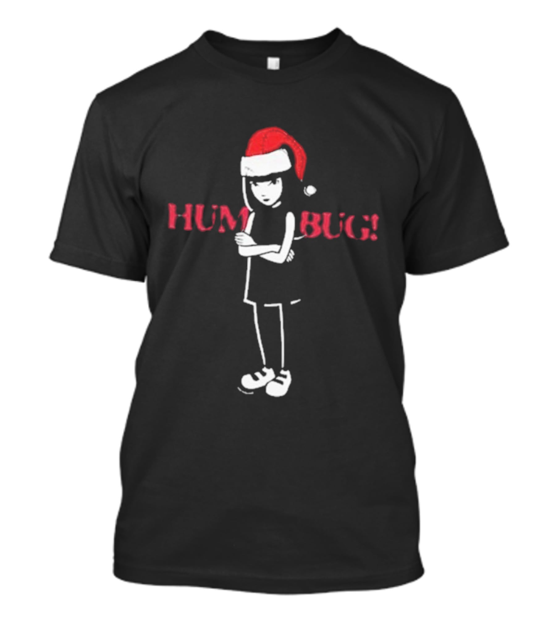 Emily The Strange Humbug Christmas Santa Hat T-Shirt