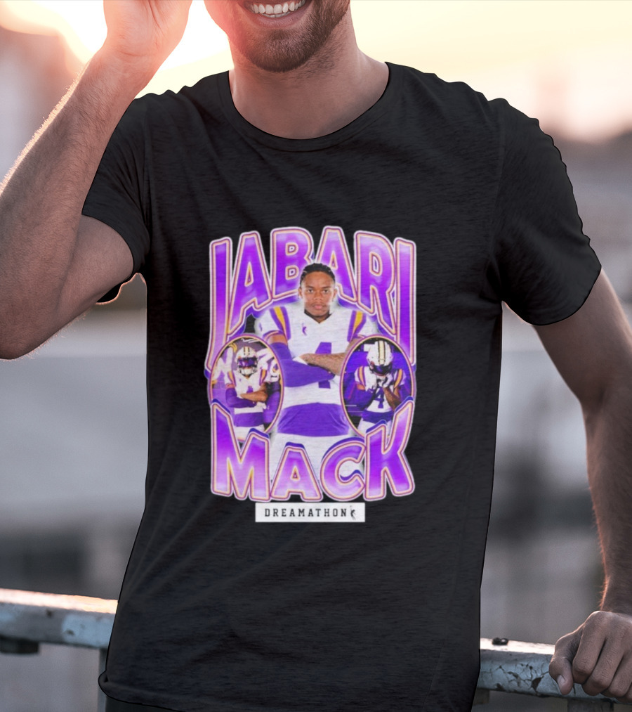 Jabari Mack Purple And White Dreamathon Football LSU Tigers T-Shirt