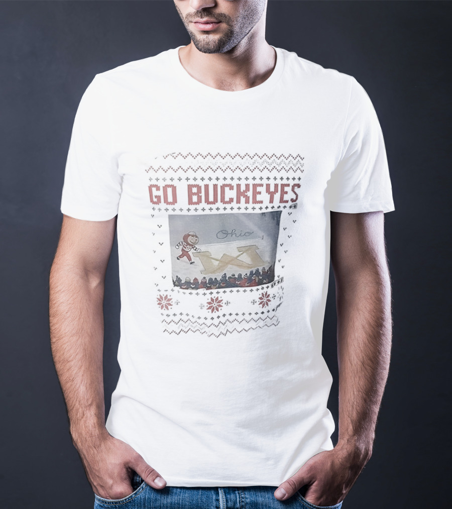 Go Buckeyes Brutus Buckeye Crosses Out Michigan W Snow Scene T-Shirt