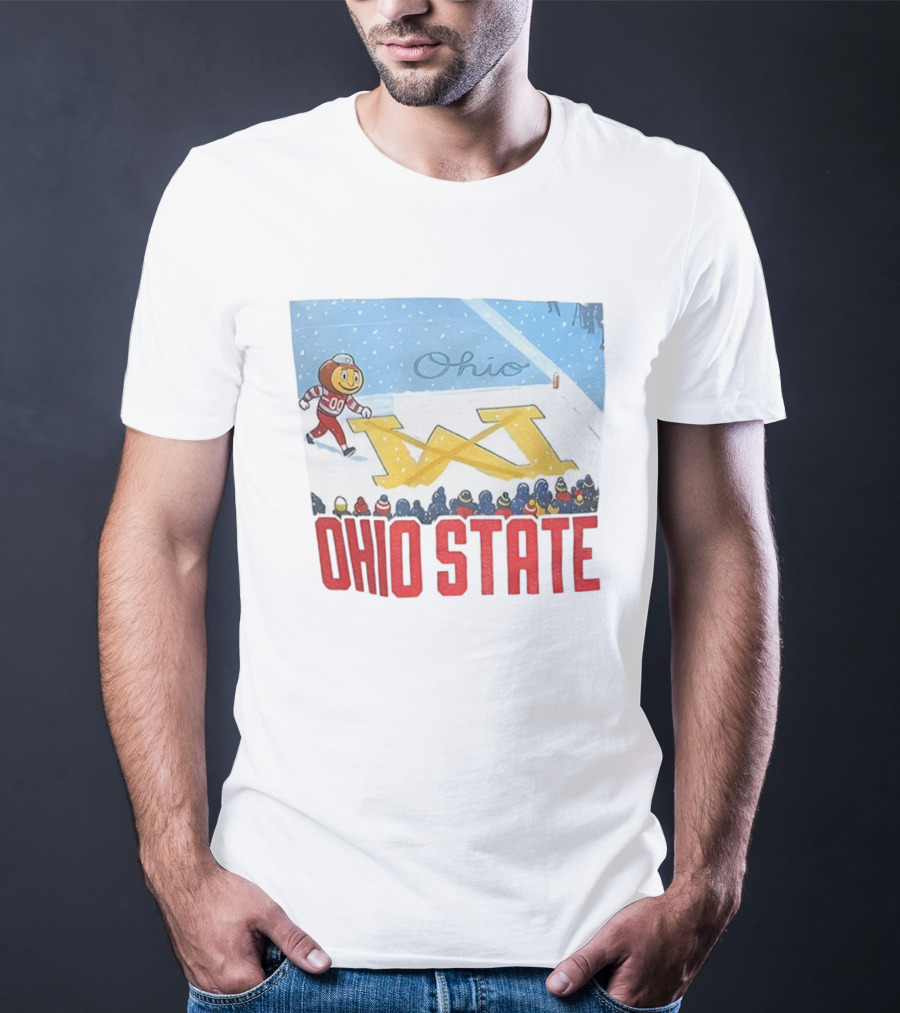 Ohio State Brutus Buckeye Crosses Out Michigan Snow Go Buckeyes Christmas T-Shirt