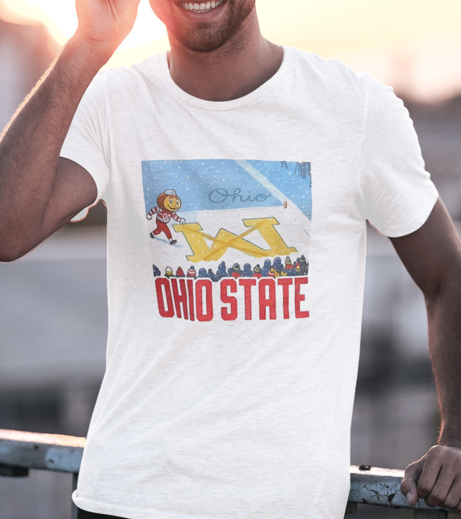 Ohio State Brutus Buckeye Crosses Out Michigan Snow Go Buckeyes Christmas T-Shirt