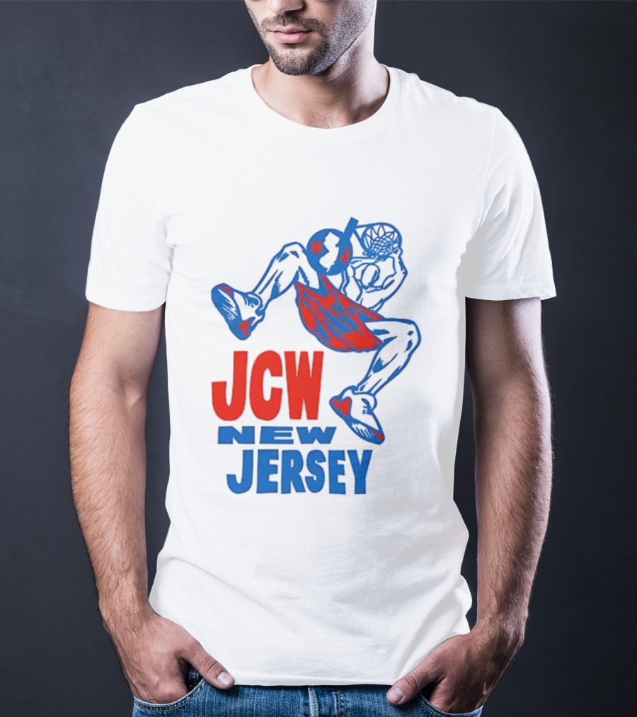 JCW New Jersey Basketball Dunking Figure Iconic Sports Style T-Shirt