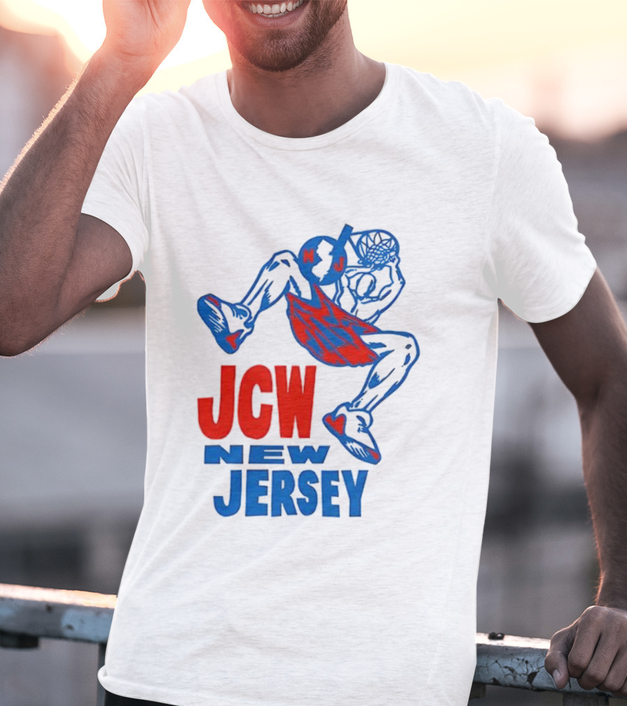 JCW New Jersey Basketball Dunking Figure Iconic Sports Style T-Shirt