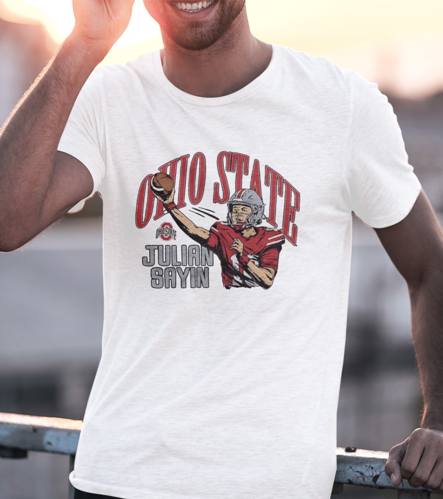 Ohio State Buckeyes Julian Sayin Football Throw Cartoon T-Shirt