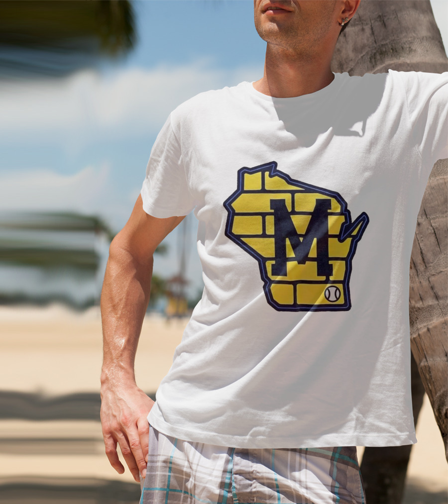 Milwaukee Brewers Wisconsin Brick M Baseball Icon T-Shirt