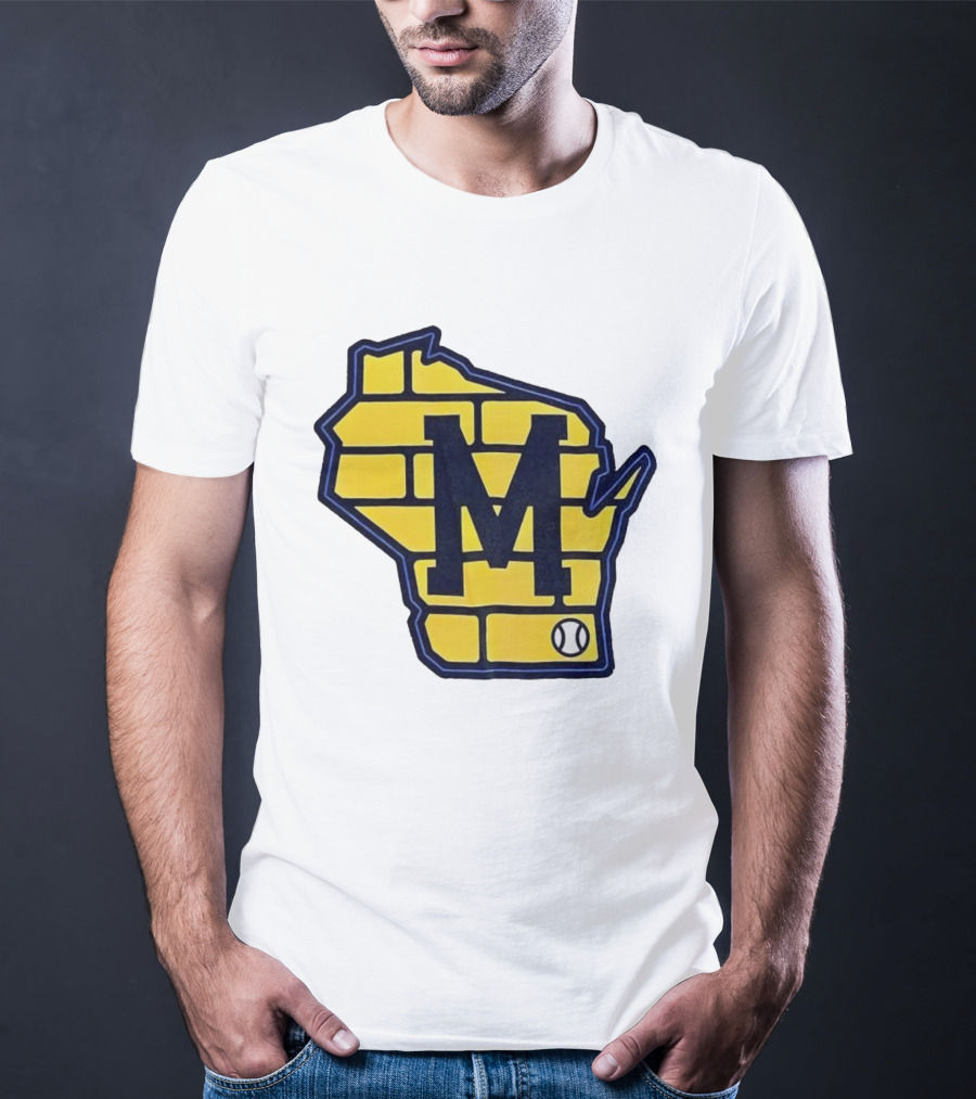 Milwaukee Brewers Wisconsin Brick M Baseball Icon T-Shirt