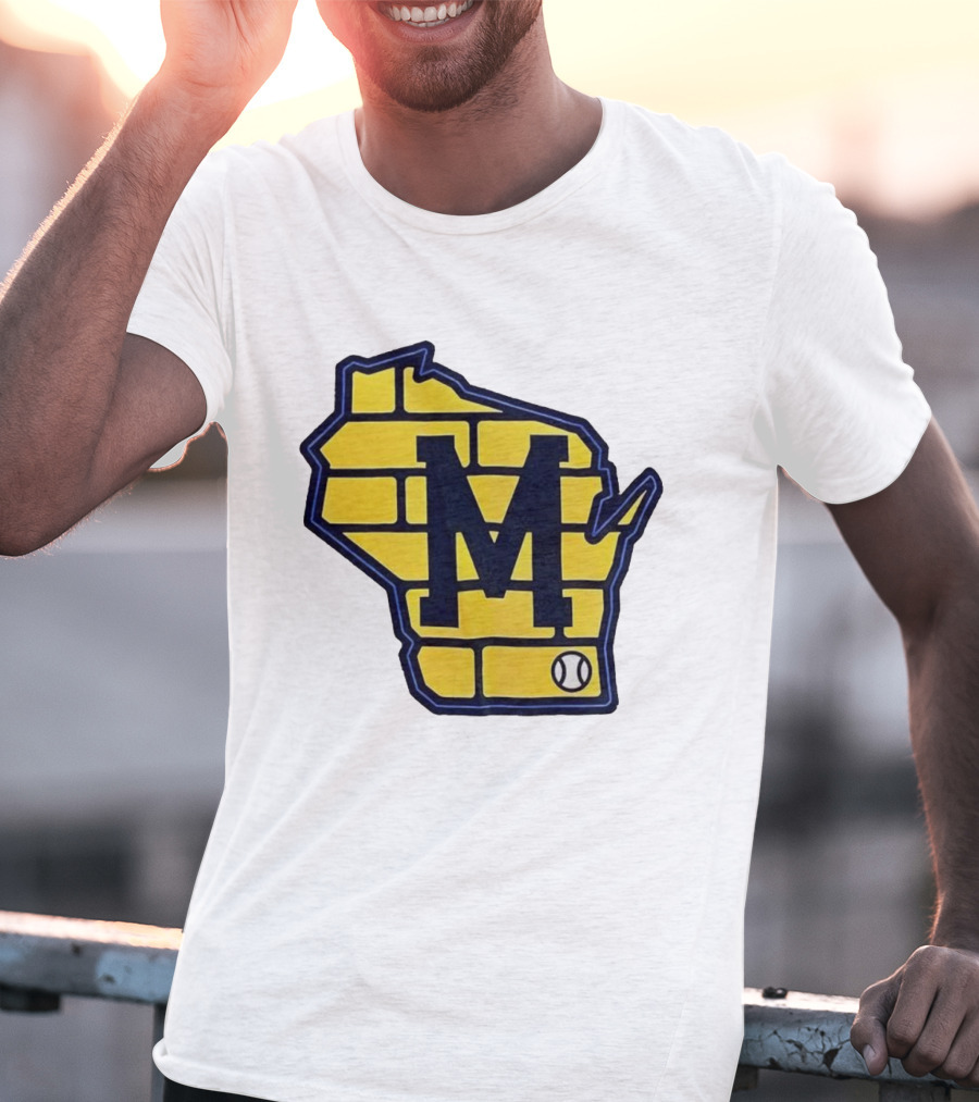 Milwaukee Brewers Wisconsin Brick M Baseball Icon T-Shirt