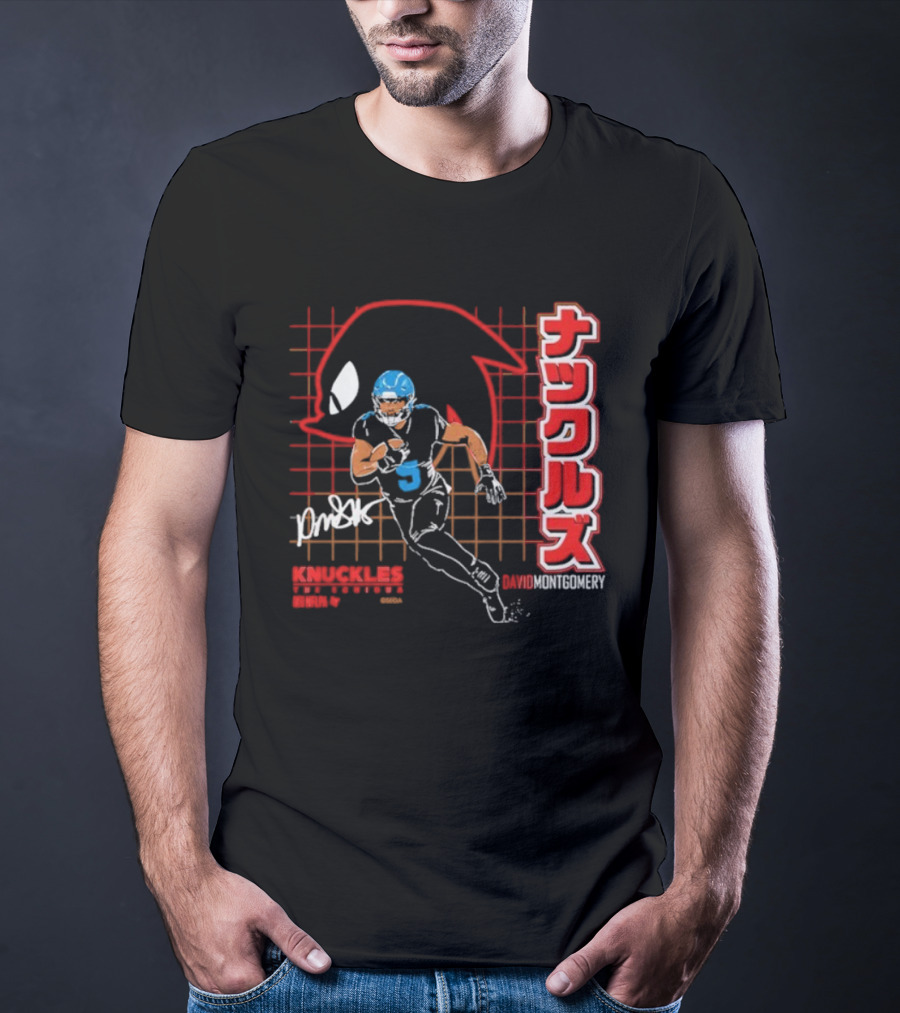 David Montgomery Knuckles The Echidna Grid Style Running Back T-Shirt