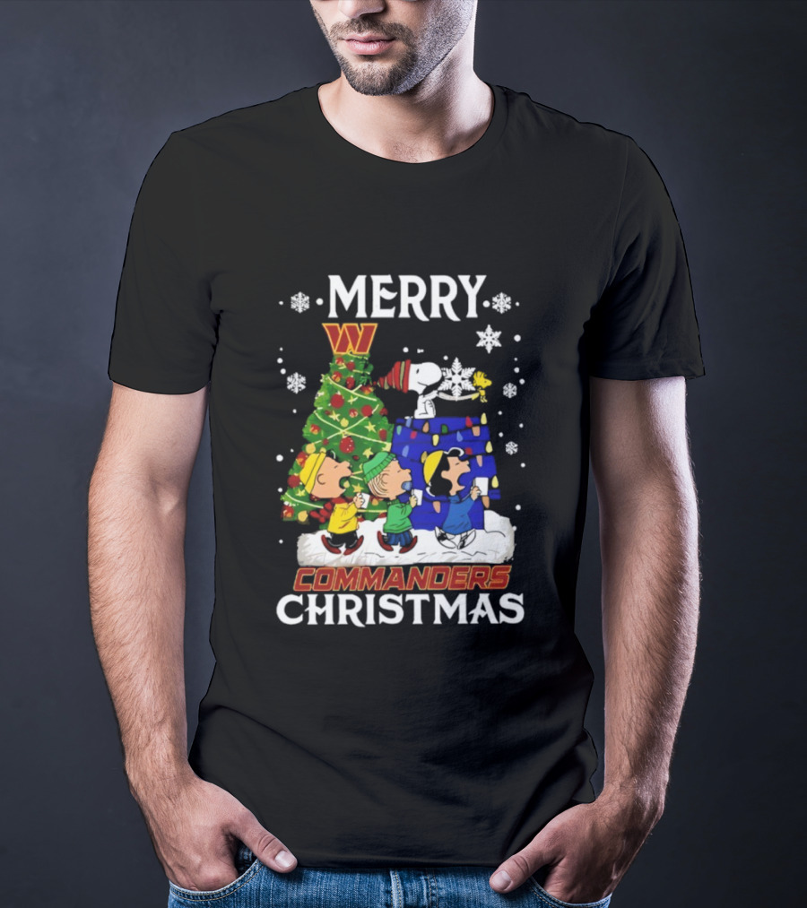 Merry Snoopy And Friends Washington Commanders Christmas NFL T-Shirt
