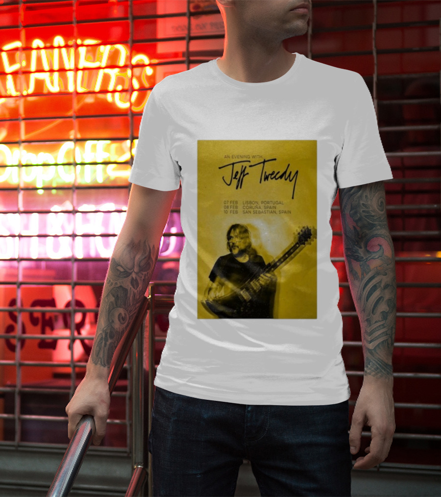 An Evening With Jeff Tweedy Lisbon Coruña San Sebastian 2026 Tour Dates Guitar T-Shirt