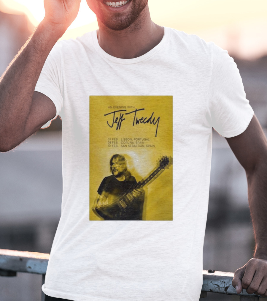 An Evening With Jeff Tweedy Lisbon Coruña San Sebastian 2026 Tour Dates Guitar T-Shirt