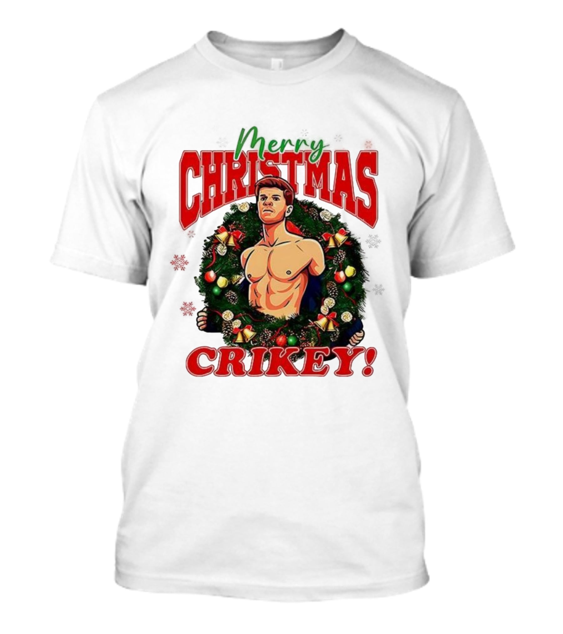 Merry Christmas Crikey 2025 Robert Irwin Wreath Illustration T-Shirt