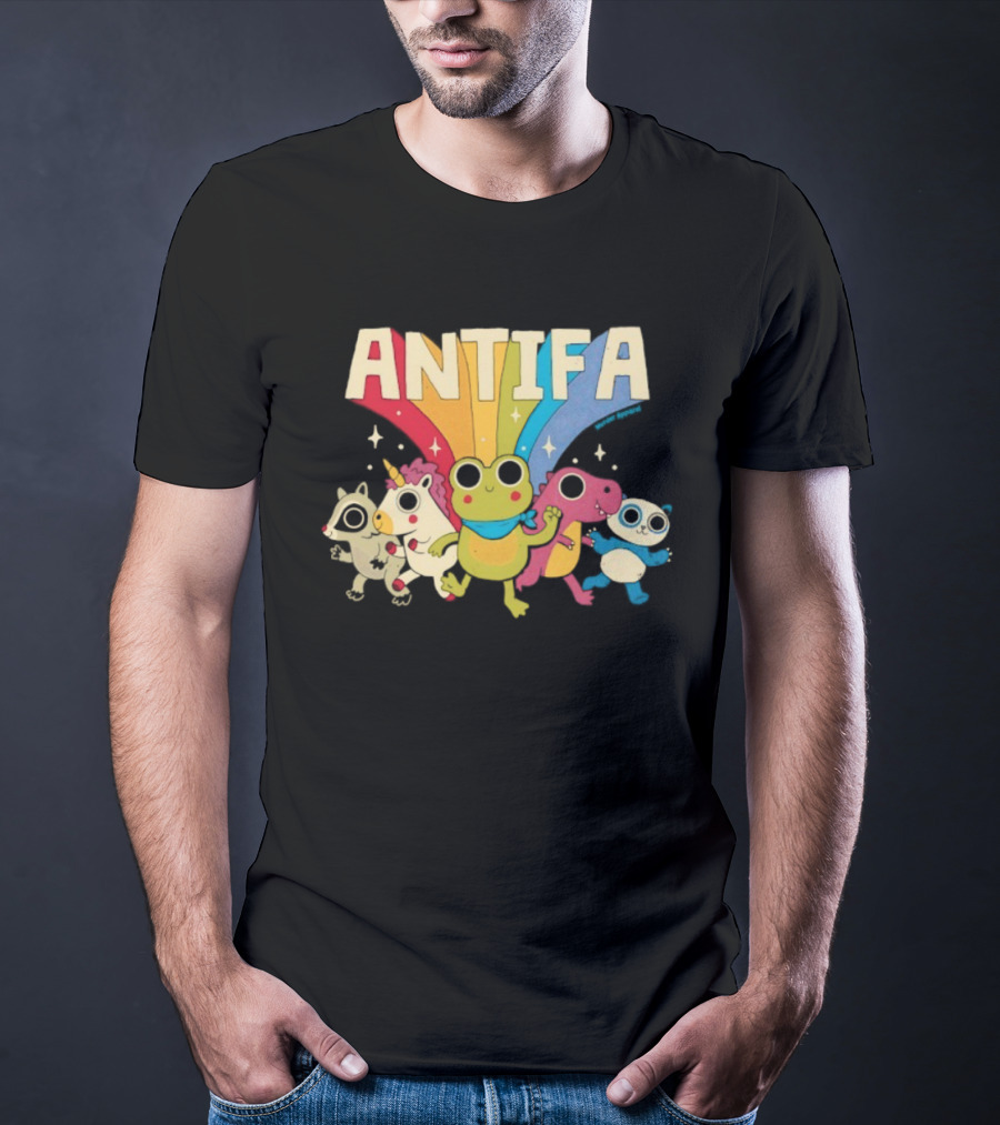 Antifa Frog Unicorn Panda Cute Animal Friends Rainbow T-Shirt