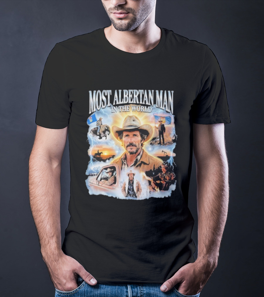 MOST ALBERTAN MAN IN THE WORLD Arthur Morgan Cowboy Adventure Alberta Imagery T-Shirt