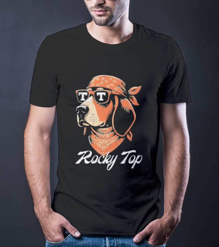 Rocky Top Vols Dog Wearing Sunglasses Tennessee Football T-Shirt