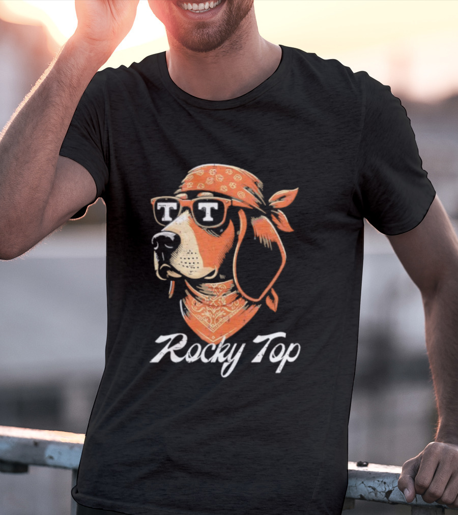 Rocky Top Vols Dog Wearing Sunglasses Tennessee Football T-Shirt