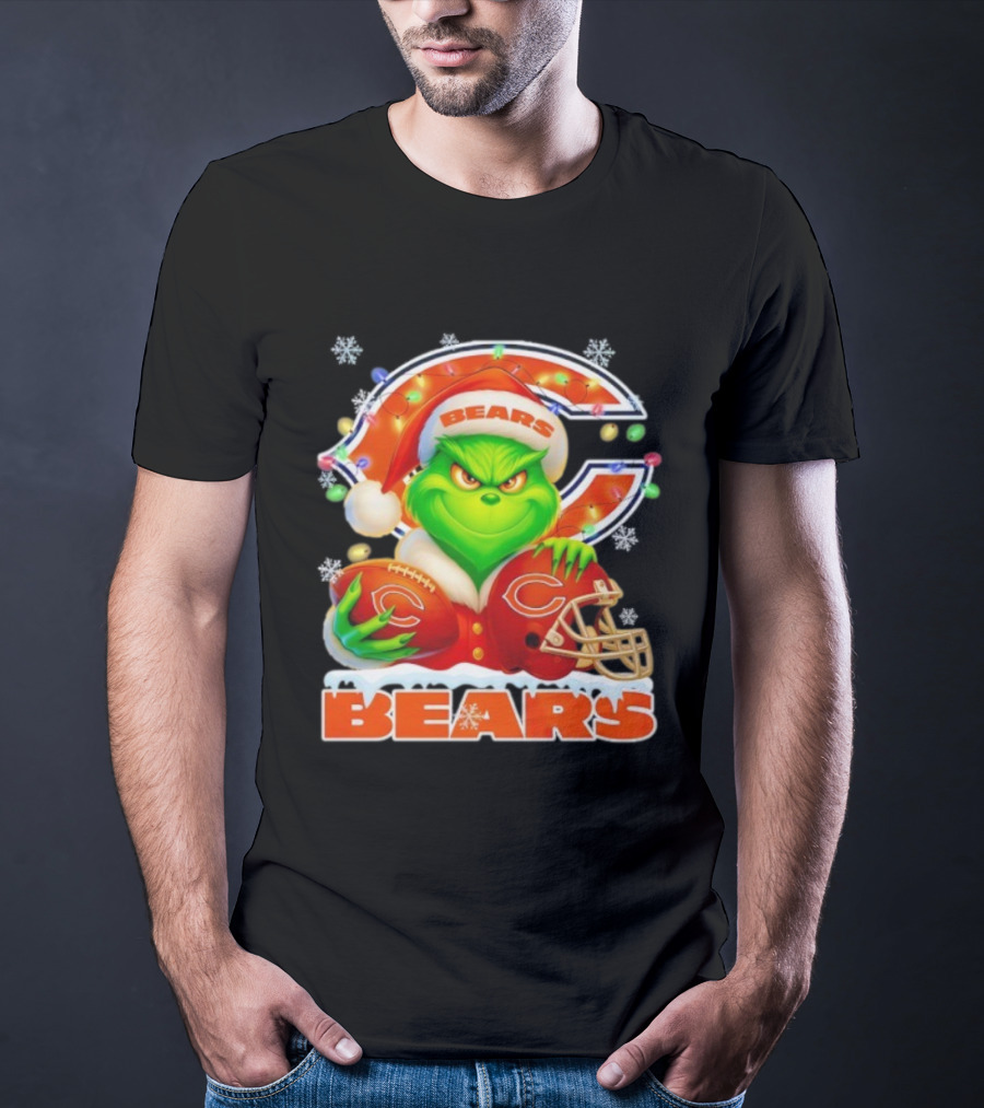Grinch Bears Christmas Football Helmet Chicago T-Shirt