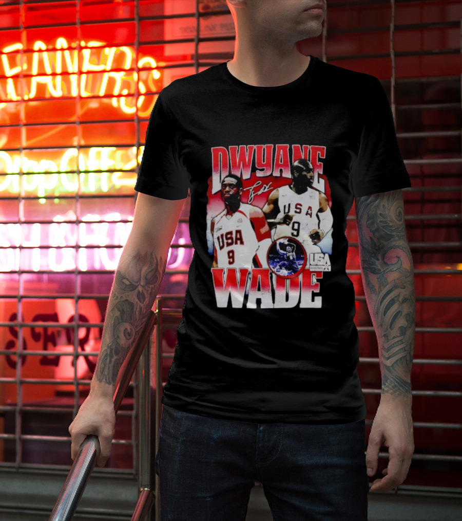Dwyane Wade USA Basketball Signature Vintage 9 Retro Team USA T-Shirt