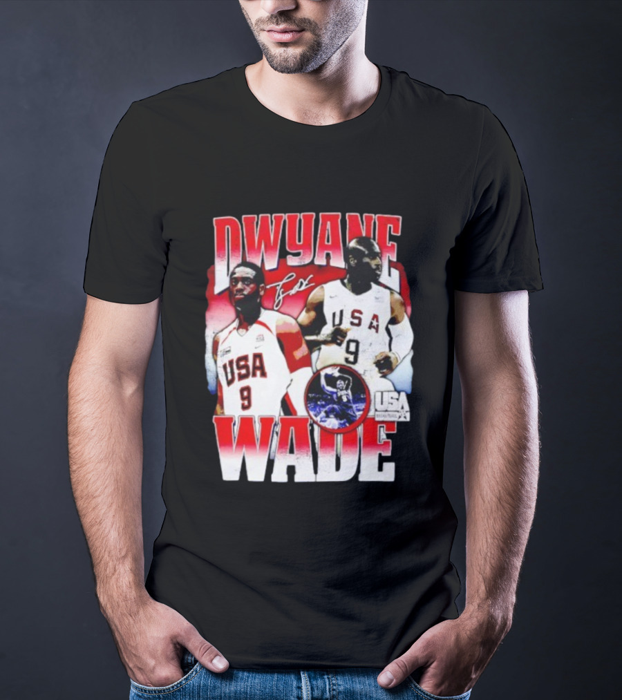 Dwyane Wade USA Basketball Signature Vintage 9 Retro Team USA T-Shirt