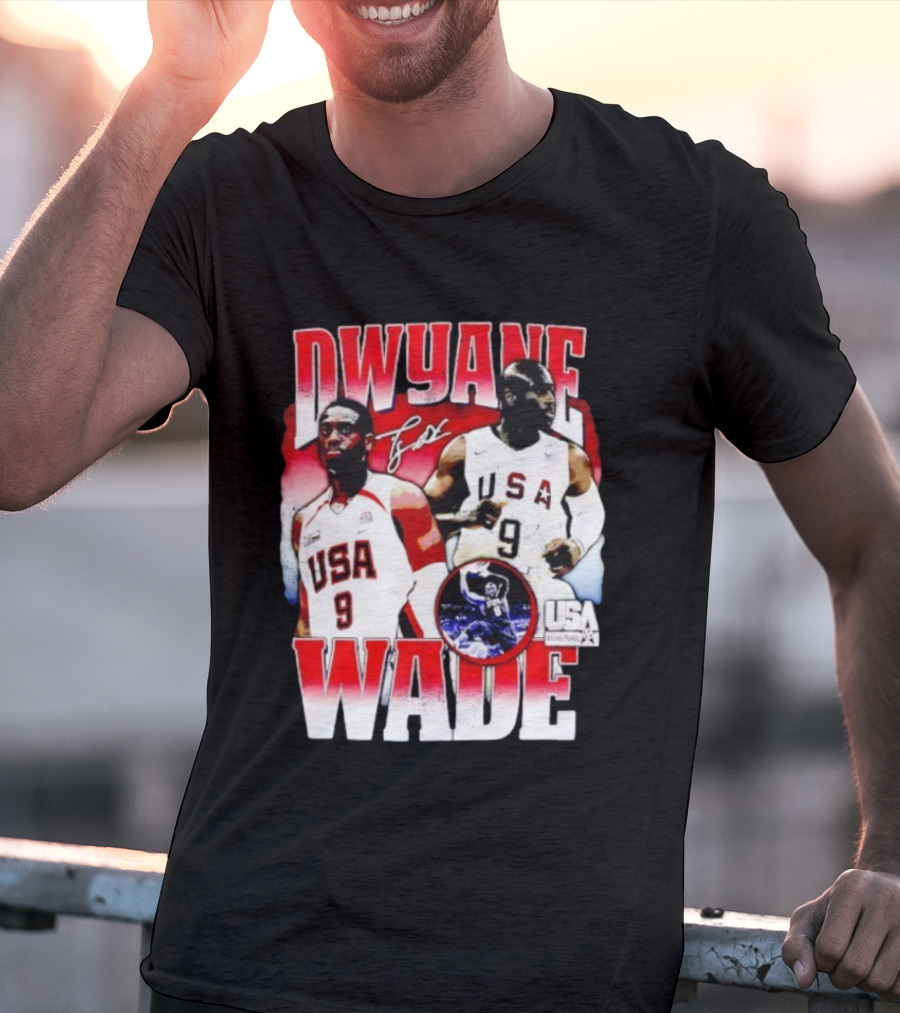 Dwyane Wade USA Basketball Signature Vintage 9 Retro Team USA T-Shirt