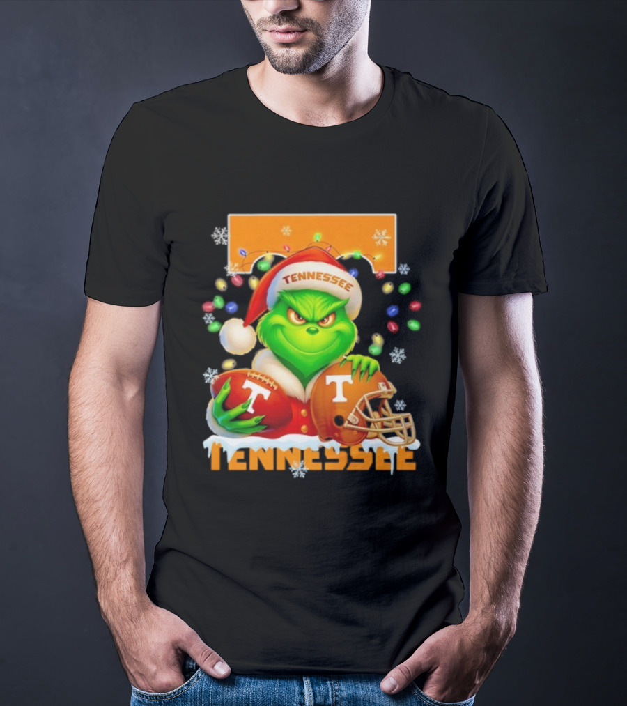 Grinch Tennessee Volunteers Helmet Football Merry Christmas T-Shirt