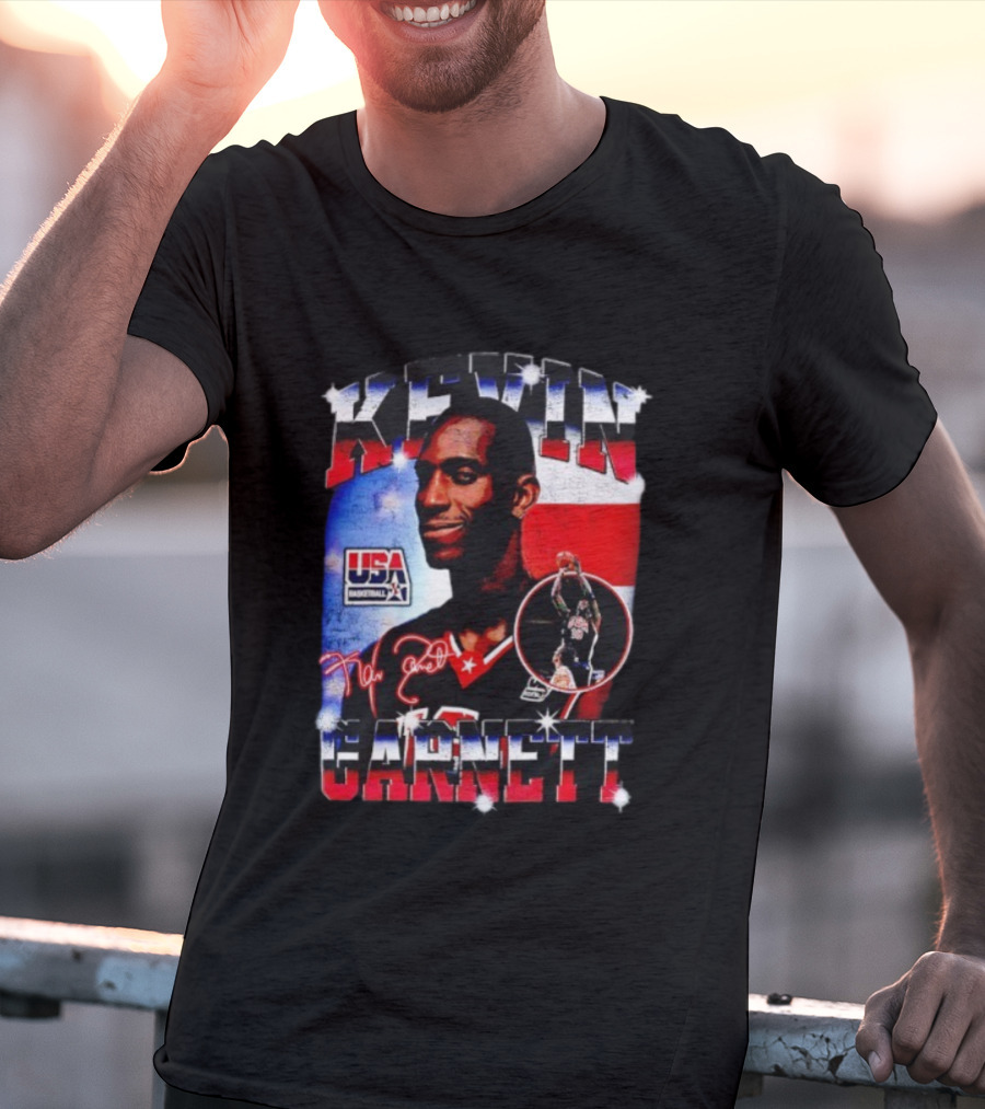 Kevin Garnett USA Basketball Signature Vintage Player Collage T-Shirt