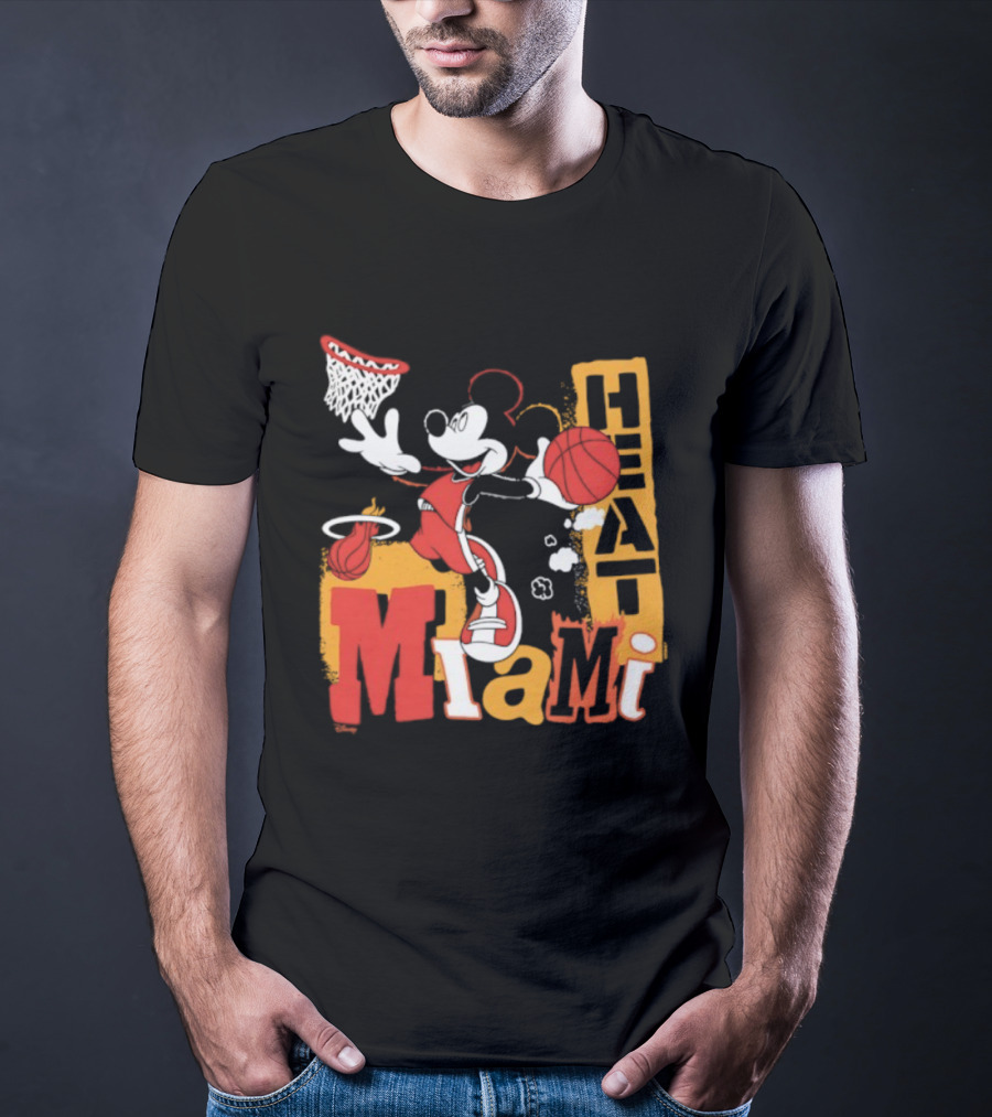 Mickey Mouse Miami Heat Basketball Collaboration T-Shirt